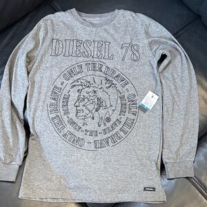 Diesel Gray Graphic Long Sleeve Youth Tee Size XL(16)
